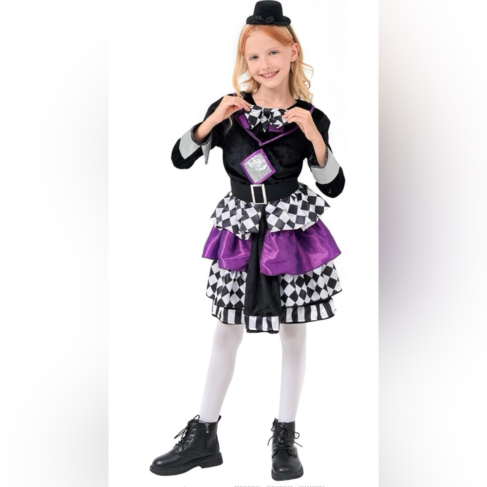 Girls Mad Hatter Costume Medium Brand New